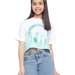 Lil Tomatoes Half Sleeves Sun & Sea Waves Printed Top - Sky Blue-image-74