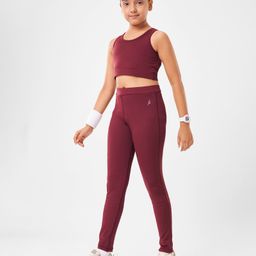 Pine Active High Stretch Breathable Solid Color Sports Bra And Legging Set - Purple-image-50