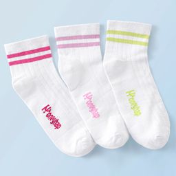 Honeyhap Premium Cotton Bamboo Ankle Length Bio Finish Striped Pack of 3- Bright White-image-84