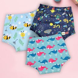 Moms Home 100% Cotton Unisex Baby Padded Underwear -Bee,Fish & Rocket -Size 1 (1-2Y) - Pack of 3-21