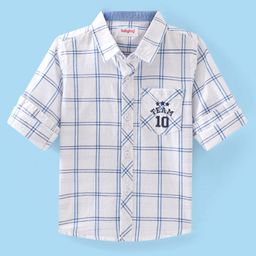 Babyhug Cotton Woven Full Sleeves Regular Collar Check Shirt - White-image-70