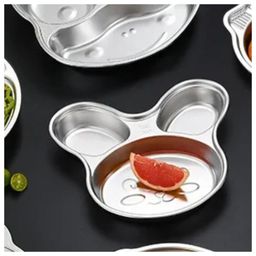 Happy Hues Stainless Steel Divided Meal Plate-3 Compartments Dinner Dish for Baby- Toddler Food- Rabbit Face-image-21