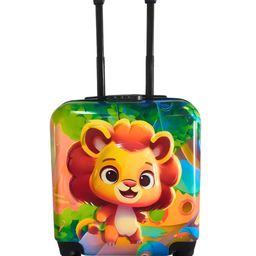 Zikku Kids Travel Trolley Bag, Hard Polycarbonate Case, Light Weight, 360 Degree Wheeling System, Suitcase for Kids - Lion-image-79