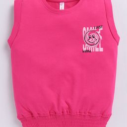 giniekids Cotton Blend Sleeveless Smiley Printed Top - Rani-image-39