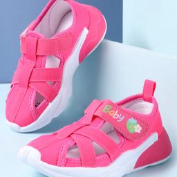 Cute Walk by Babyhug Velcro Closure Sandals with Baby Print - Fuchsia-image-70