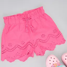 Pantaloons Junior Cotton Schiffli Embroidered Shorts - Pink-picture-29