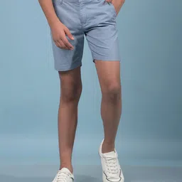 CRIMSOUNE CLUB Cotton Solid Shorts - Blue-picture-45
