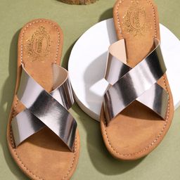 Shoetopia Cross Strap Detailed Sandals - Grey-image-96