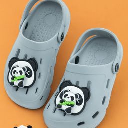 Yellow Bee Perforated Clogs With Panda & Bamboo Rotating Charms - Grey-picture-37