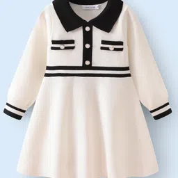 Mark & Mia Full Sleeves Solid Woollen Dress - White-picture-5