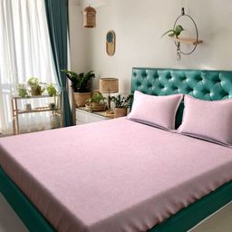 Arrabi Pink & White Floral 300 TC King Bedsheet with 2 Pillow Covers-image-33