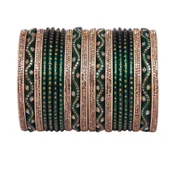 TAJ BRIDAL STORE Set Of 20 Rhinestones Studded Zig-Zag Lac Bangles-picture-0