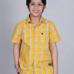 Cantabil Boys Comfort Spread Collar Checked Casual Cotton Shirt-image-49