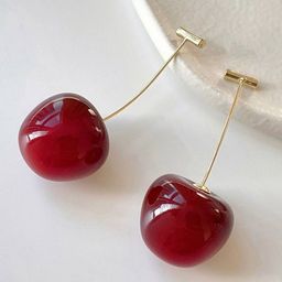 styledose Sterling Silver Gold-Plated Classic Cherry Drop Earrings-35