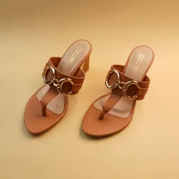 Ozuri Embellished Party Block Sandals with Buckles-1