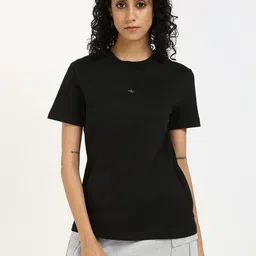 Calvin Klein Jeans Women Solid Round Neck Cotton T-shirt-picture-25