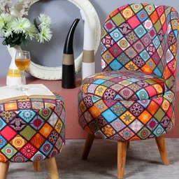 Shadowkart Set Of 2 Pink & Blue Printed Wooden Ottomans-12