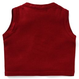 Pine Kids Knitted Full Sleeves Solid Colour Front Open Sweater with Pullover & Pant Set - Dark Red image 5