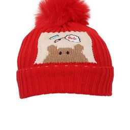 FabSeasons Unisex Kids Red & White Beanie-8