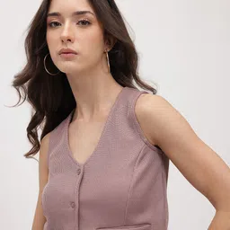 The Roadster Life Co. Vertically Self-Striped Button-Down Crop Vest Top-picture-23