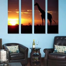 999Store Brown & Black 4 Panel Giraffe Wall Art-29