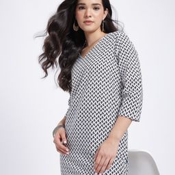 Anouk Rustic Abstract Printed V-Neck Straight Kurta-image-67