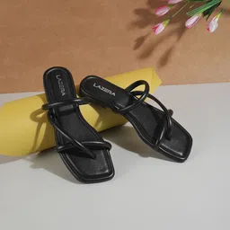 Lazera Women Striped Open Toe Flats with Bows-image-50