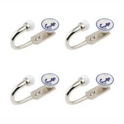 IndianShelf Silver-Toned & White Anchor Printed 4 Pieces Ceramic & Zinc Wall Hooks-image-41