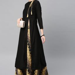 Vishudh Women Black Solid Kurta with Palazzos-picture-17