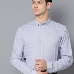 LINDBERGH Men Blue Slim Fit Solid Formal Shirt-image-20