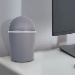 Kuber Industries Grey 3 Pcs Swinging Lid Teddy Table Dustbin 3 L Each-42