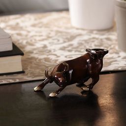 eCraftIndia Brown Charging Bull Brass Figurine-image-42
