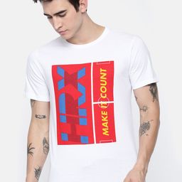 HRX by Hrithik Roshan Men Lifestyle White Printed Round Neck Pure Cotton T-shirt-image-40