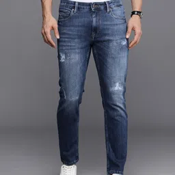 Louis Philippe Jeans Men Low-Rise Low Distress Light Fade Stretchable Jeans-image-84