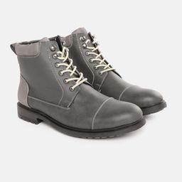 Roadster Men Charcoal Grey Solid Mid-Top Flat Boots-13