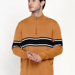 ARMISTO Men Mustard & Black Colourblocked Pullover-image-58