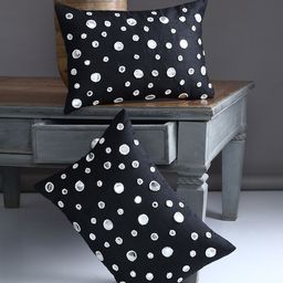 Alina decor Black & Silver-Toned Set of 2 Ethnic Motifs Rectangle Cushion Covers-0