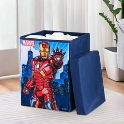 Aura Navy Blue & Red Printed Foldable Laundry Bag With Lid - 60 L-5