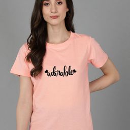 Adyavastram Women Typography Applique T-shirt-image-105