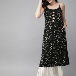 Anouk Women Black & White Printed Straight Kurta-image-39