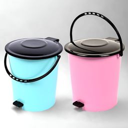 Kuber Industries Green & Pink 2 Pieces Pedal Dust Bins 10 L-10