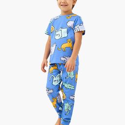 Juniors by Babyshop Boys Printed Pure Cotton T-shirt With Pyjamas-picture-37