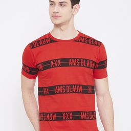 Camey Men Red Striped Round Neck T-shirt-picture-6