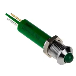 RS PRO Green Panel Mount Indicator 230V AC, Mounting Hole Size 8 mm, Termination Type , Model No 204271-11