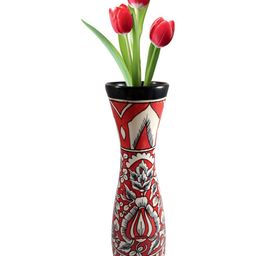 INDIA MEETS INDIA Red & White Ethnic Motifs Printed Ceramic Vase-42