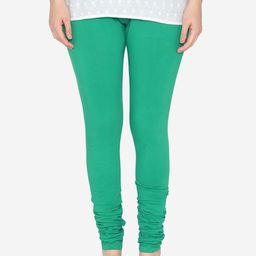 Vami Women Green Cotton Solid Churidar-Length Leggings-image-38