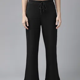 Roadster Women Black Solid Wide Leg Fit Track Pants-image-22