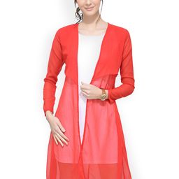 SCORPIUS Red Solid Open Front Shrug-49