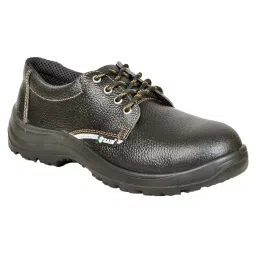 Zain Safety Economical Steel Toe Safety Shoes PU Single Density Low Ankle Black Buff Barton Genuine Leather Size UK9, ZM-22-picture-26