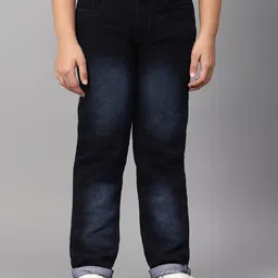 BAESD Boys Mid-Rise Dark Shade Light Fade Clean Look Cotton Jeans-image-77